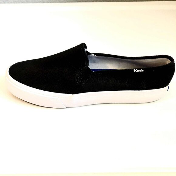 New KEDS Double Decker Slip-on Canvas Sneakers Black 10 - Picture 3 of 8